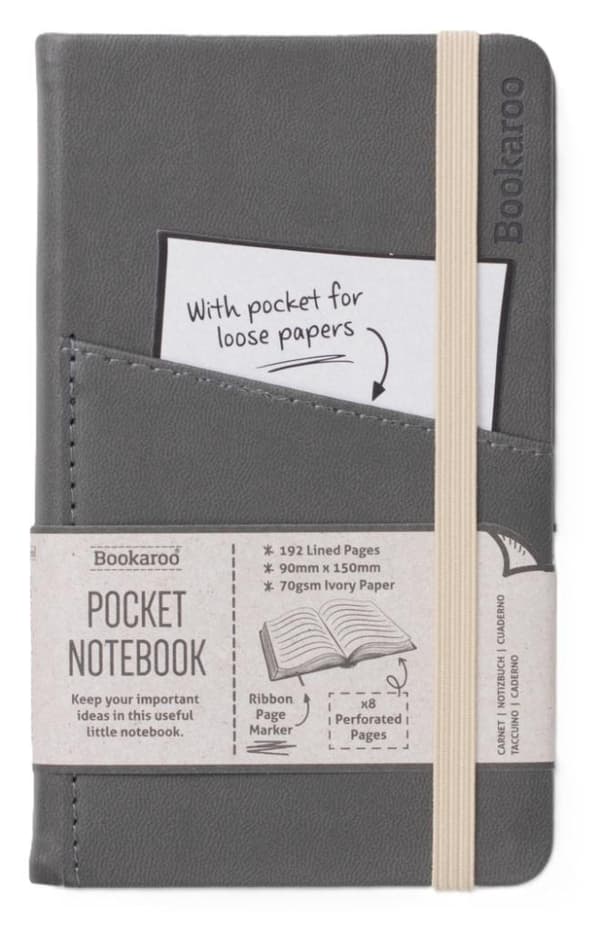 Bookaroo-muistikirjatasku A6 - harmaa