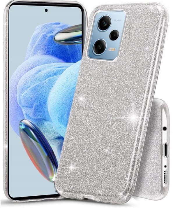Fodral för REDMI NOTE 12 PRO 5G GLITTER 3i1 GLITTER SILVERBAKSIDA + GLAS
