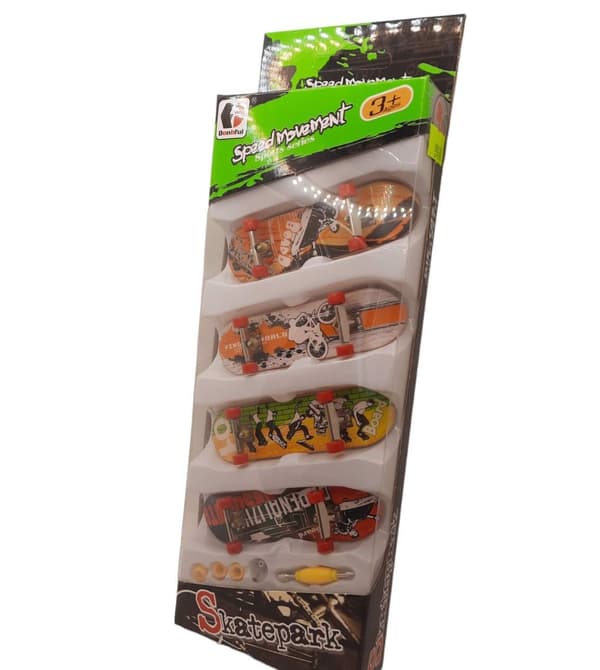 Mini-skateboard med greppbräda, set med 4 st, MOMSIV