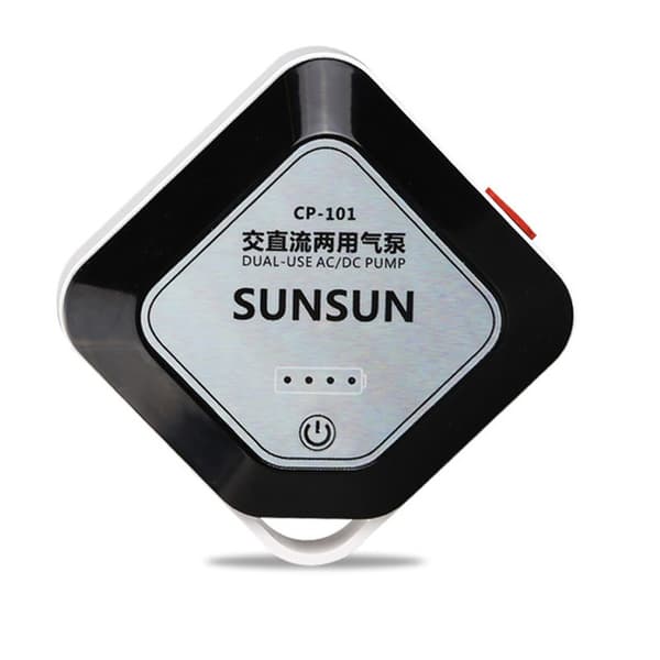 SunSun AC/DC luftpump - batteridriven och 220V strålsamlare