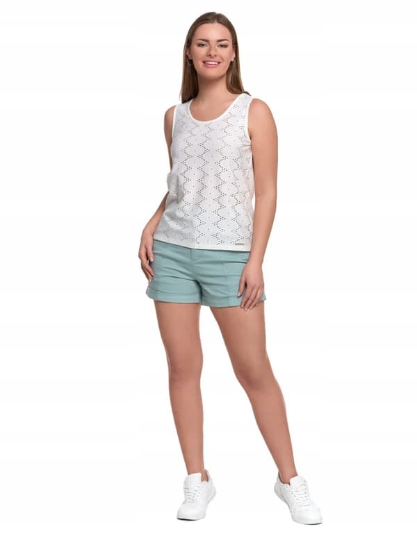 Ærmeløs bluse med åbent snit til kvinder, feminin, diskret, elegant, MORAJ L WHITE