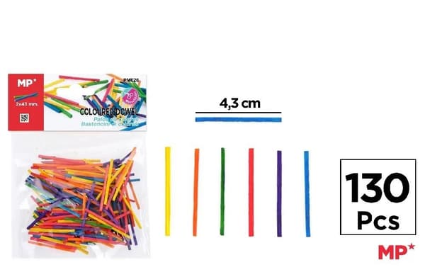 Värikkäät puutikut 130 kpl