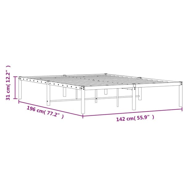 vidaXL metalsengestel sort 135x190 cm