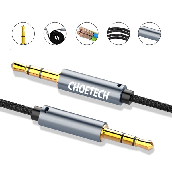 AUX lydkabel til højttaler 2x mini jack 3,5 mm han 1,2m - sort