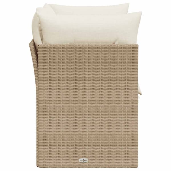 vidaXL Trädgårdssoffa med kuddar, 2-sits, beige, polyrotting