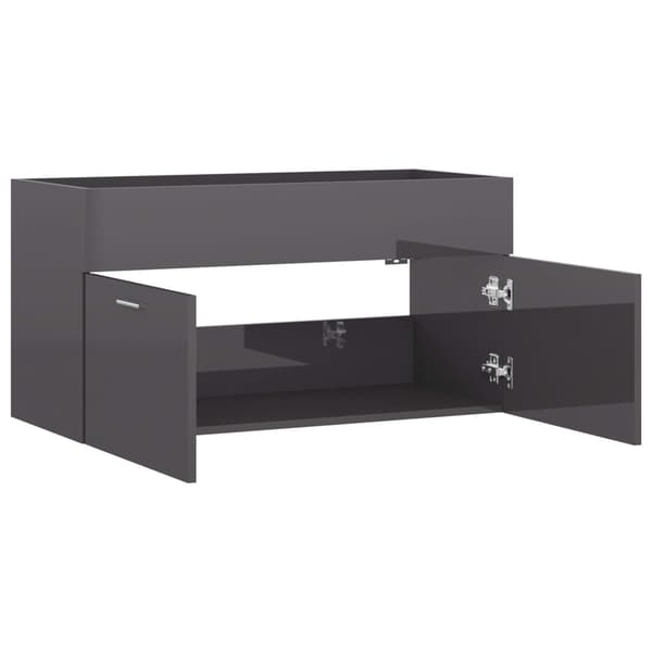 vidaXL håndvaskskab grå højglans 90x38,5x46 cm MDF