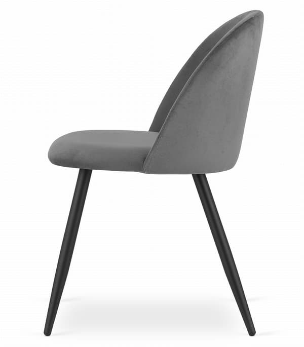 BELLO stol - mörkgrå sammet / svarta ben x 2
