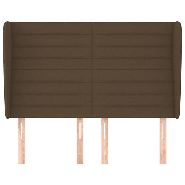 vidaXL vingeformet sengegavl mørkebrun 147x23x118/128 cm stof