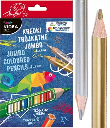 KIDEA 4160 TJOCKA TRIANGULÄRA KRITOR 12 FÄRGER