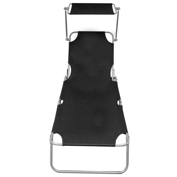 vidaXL foldbar liggestol med baldakin sort aluminium
