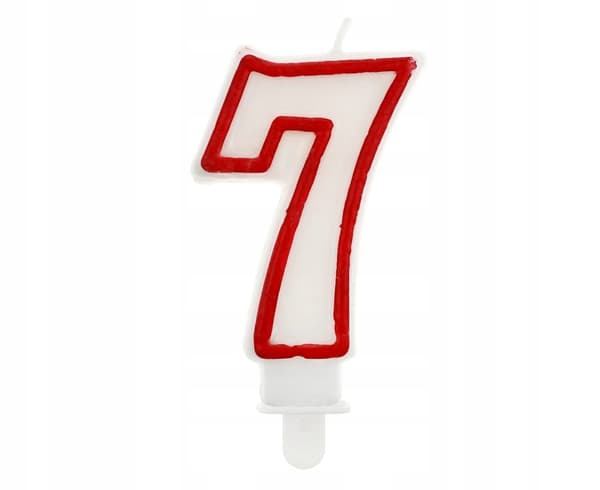 Kynttilän numero punainen ääriviiva 7