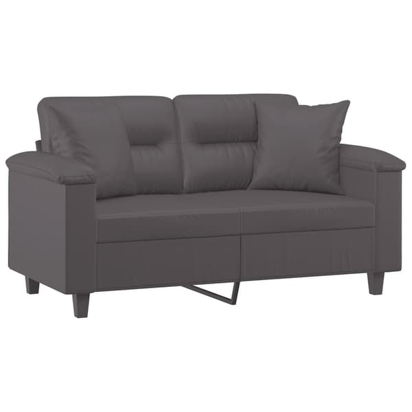 vidaXL 2-sitssoffa med kuddar, grå, 120 cm, konstläder