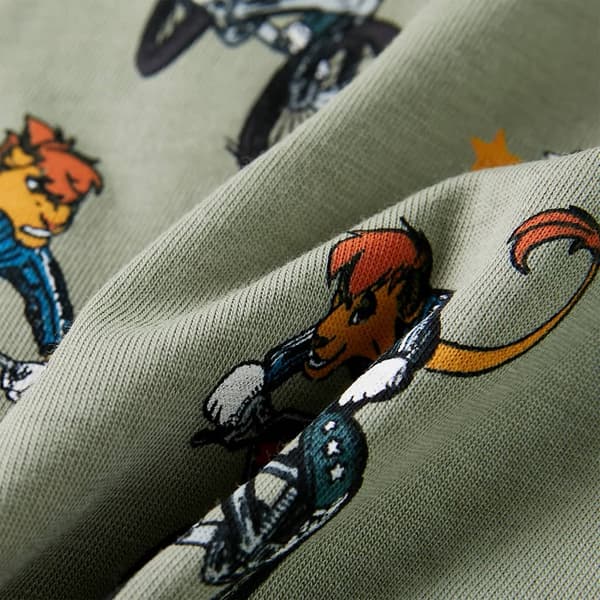 Barnpyjamas med kort ärm, ljus khaki, 92