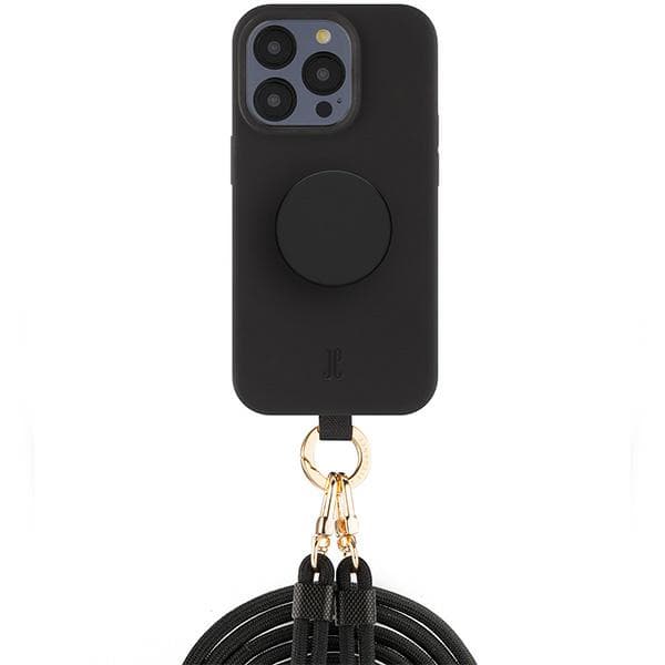 Just Elegance 3-i-1 PopGrip-cover til iPhone 15 Pro, sort
