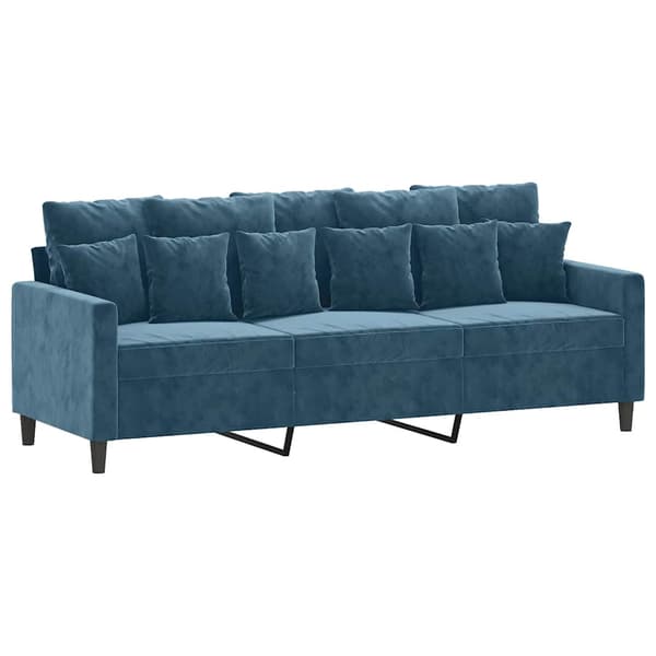 vidaXL 3-sitssoffa blå 180 cm klädd i sammet