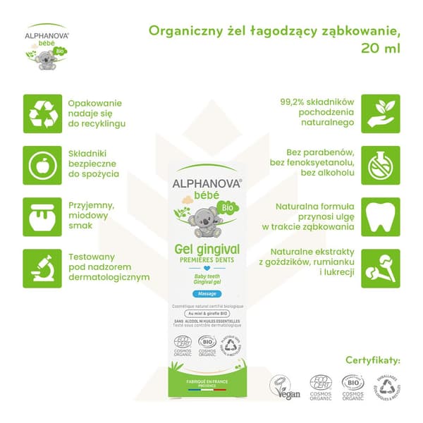 Alphanova Bebe Bio Tandsprickningsgel, 20 ml