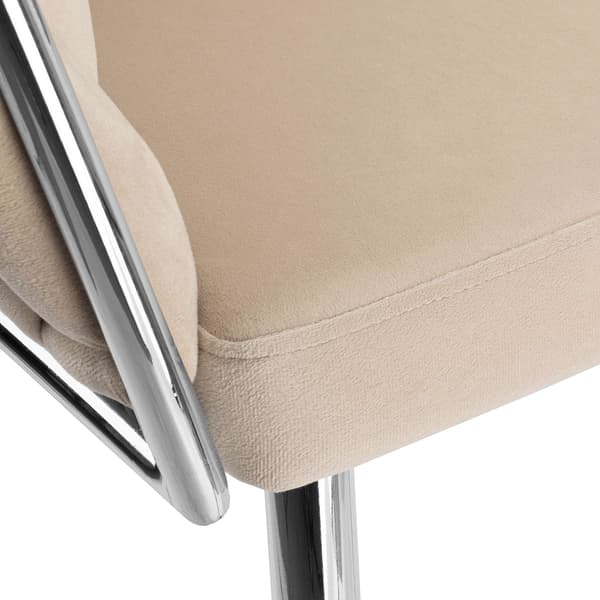 Sammetsfåtölj, flätad, COFTON, krom, beige