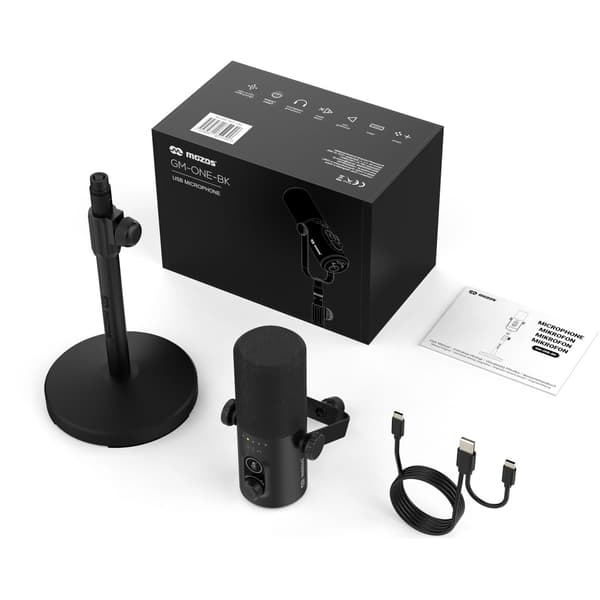 MOZOS GM-ONE svart dynamisk mikrofon USB XLR RGB LED