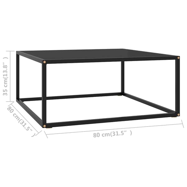 vidaXL sofabord, sort, sort glas, 80x80x35 cm