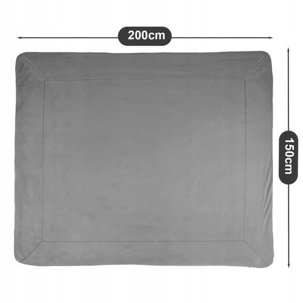Dobbeltsidet tæppe med bamse mørkegrå 150x200cm D1027C