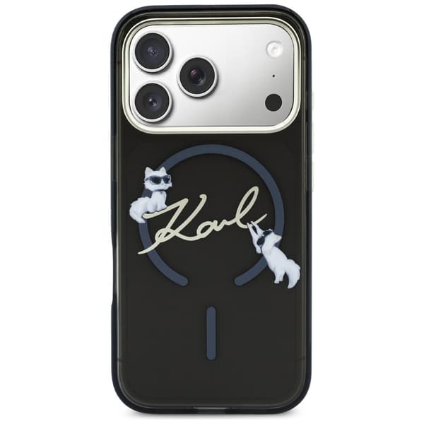 Karl Lagerfeld IML Choupettes Karl Script Logo MagSafe-etui til iPhone 17 Pro Max, sort