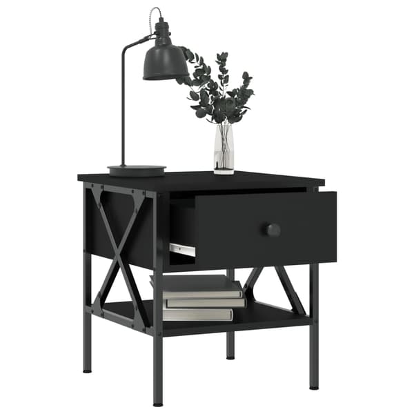 vidaXL sengebord, sort, 40x42x45 cm, træbaseret materiale