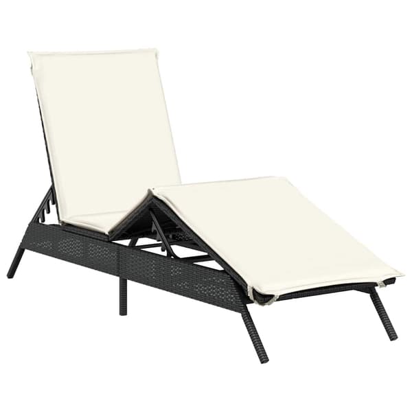 vidaXL liggestole med hynder, sæt med 2, sort, polyrattan