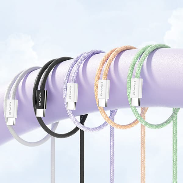 AWEI CL-219T USB-C - USB-C -kaapeli 60W iPhone 15 musta