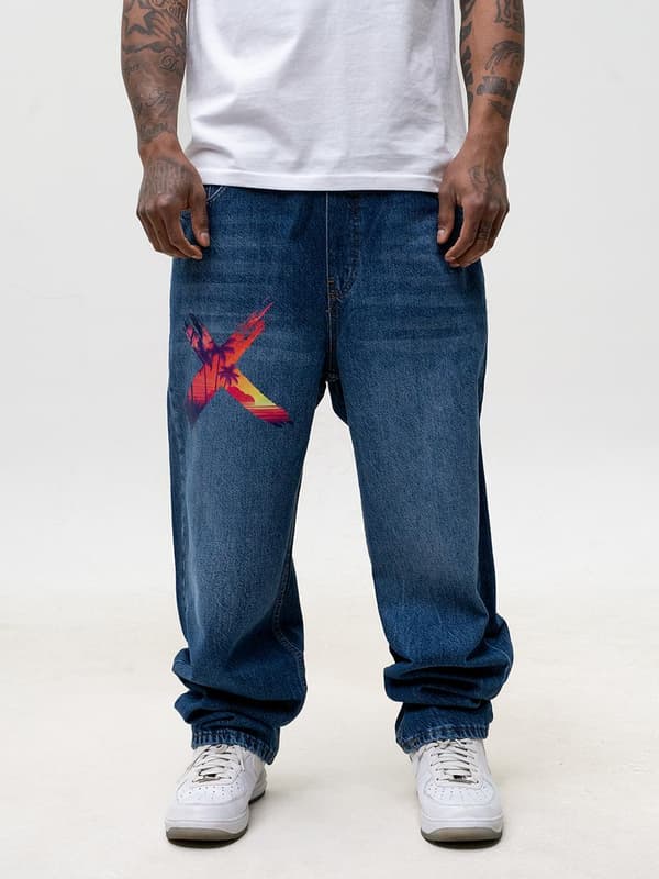 Point X Vice Mönstrade Baggy Jeans L