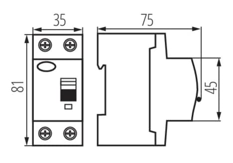Ideal KANLUX 2P 40A 30mA differentialafbryder til TH35 skinne