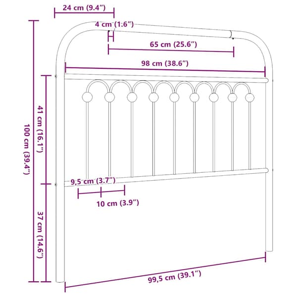 vidaXL metalsengegavl, sort, 100 cm