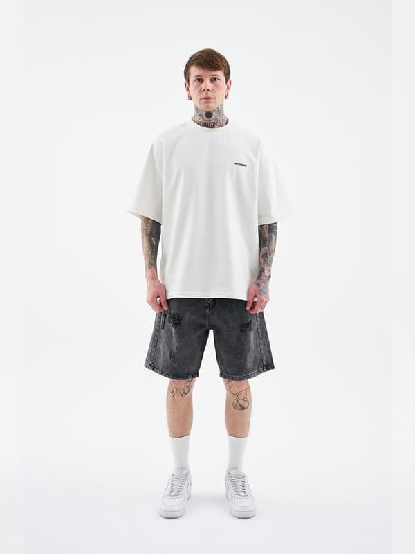MyStars Sorte Basic Herre Mørkegrå Slitte Denimshorts 30