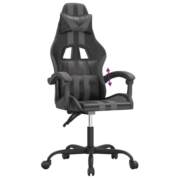 vidaXL gamingstol, sort og grå, kunstlæder