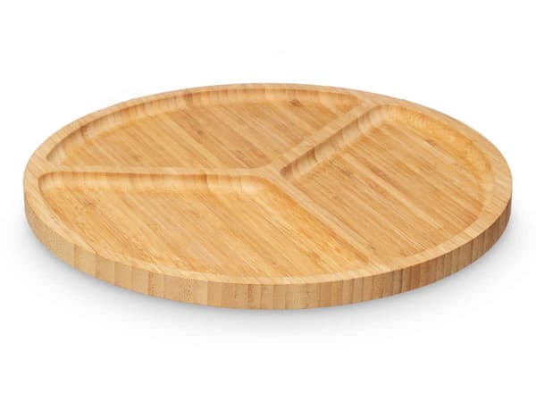 Bambus tallerken med rum i diameter