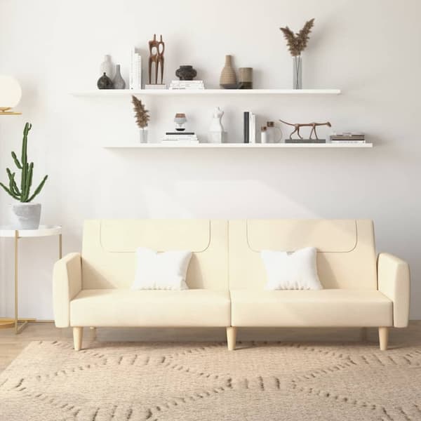 vidaXL 2-sits bäddsoffa, krämfärgad, klädd i tyg