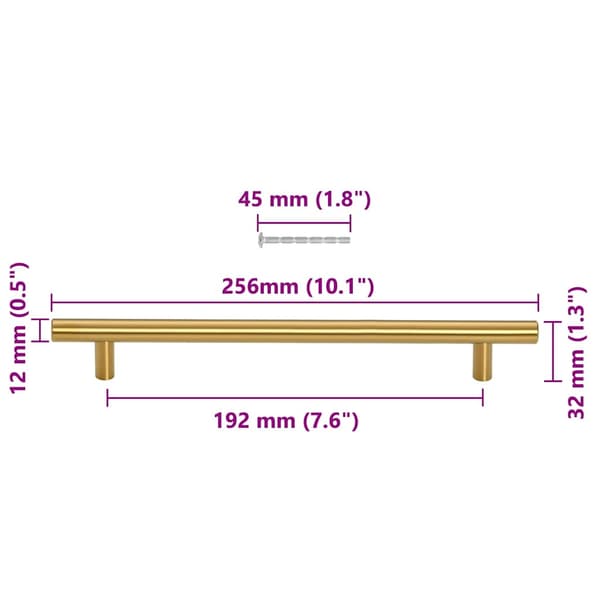 vidaXL skabsgreb, 5 stk., guld, 192 mm, rustfrit stål
