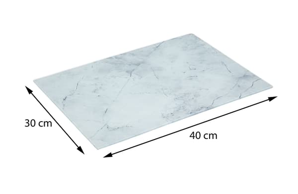 Glas skærebræt hvid marmor