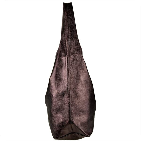 Læder shopper taske, brun chokolade metallic
