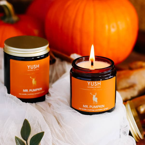 Mr. Pumpkin - Græskar Krydret Ingefær Soja Stearinlys - YUSH - 180ml