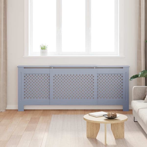 vidaXL Radiatorskydd, MDF, Grå, 205 cm