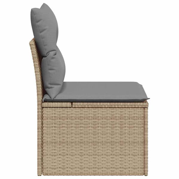 vidaXL Trädgårdssoffmodul, armstödslös, med kuddar, beige