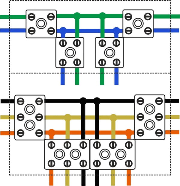 Brandsikringsboks, rektangulær, E90, forgrening, 4x2x4mm2, 4x3x4mm2, 1 stk.
