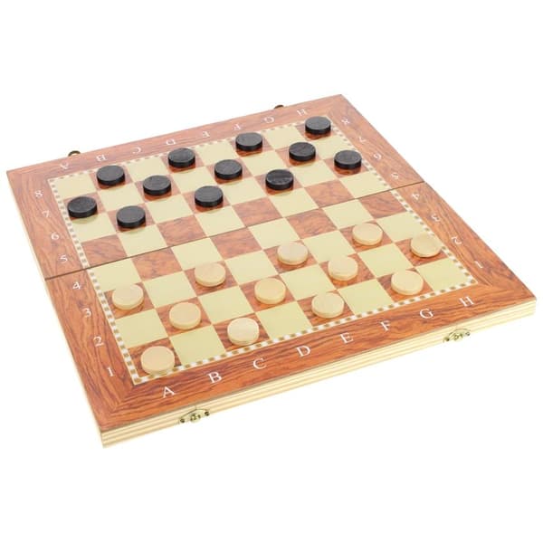 Träschack Dam Backgammon 3-i-1 Brädspel Klassiskt Brädspel