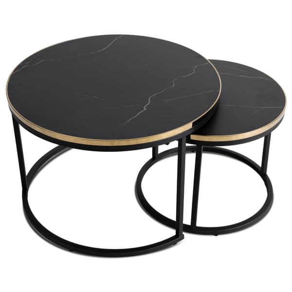 ARON sofabordsæt 70 cm/50 cm sort marmor glamour