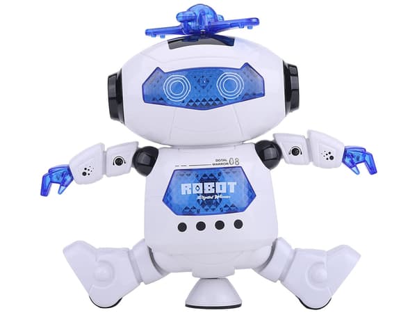 Interaktiv dansrobot för barn med ljus, ljud och 360° rotation