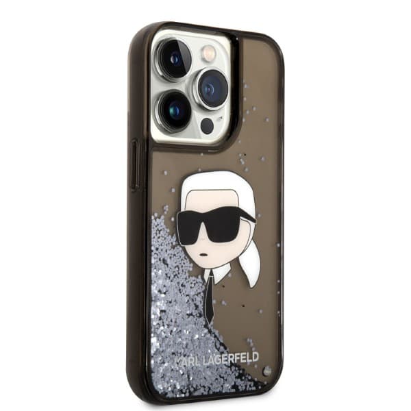 Karl Lagerfeld Glitter Karl Head-etui til iPhone 14 Pro Max, sort