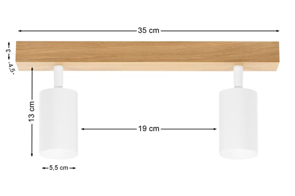 Moderne hvid lampe - 2 x GU10 - L=35 cm