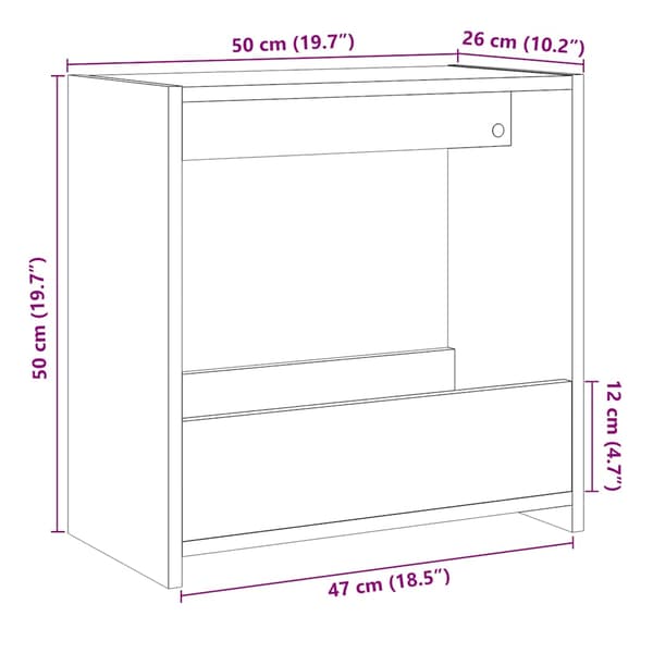 vidaXL sidebord, antik træ, 50x26x50 cm