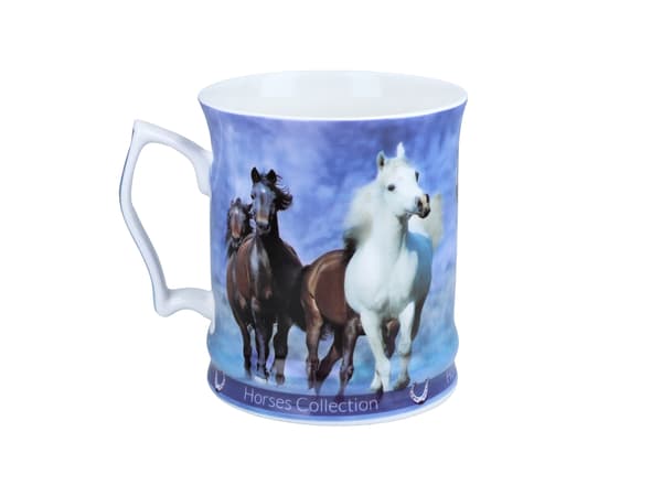 Carmani, porslinsmugg 450ml - Horses Coll., hästar