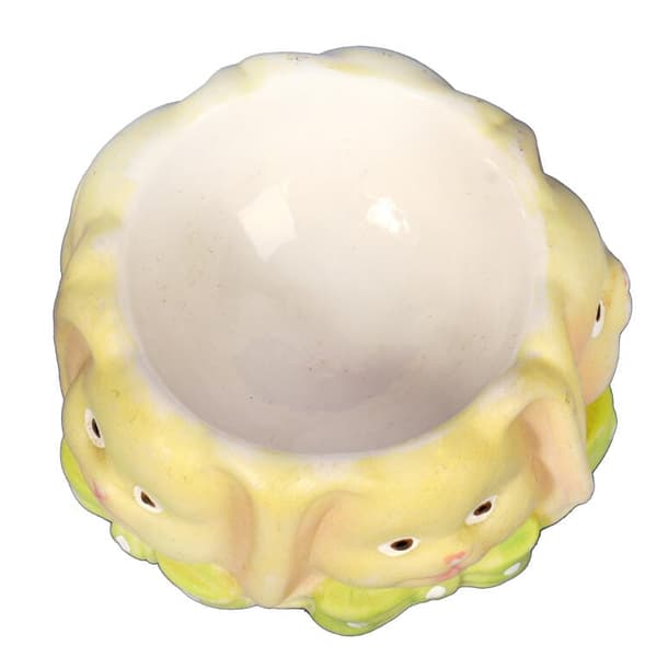 Æggebægerstativ i keramik, gult